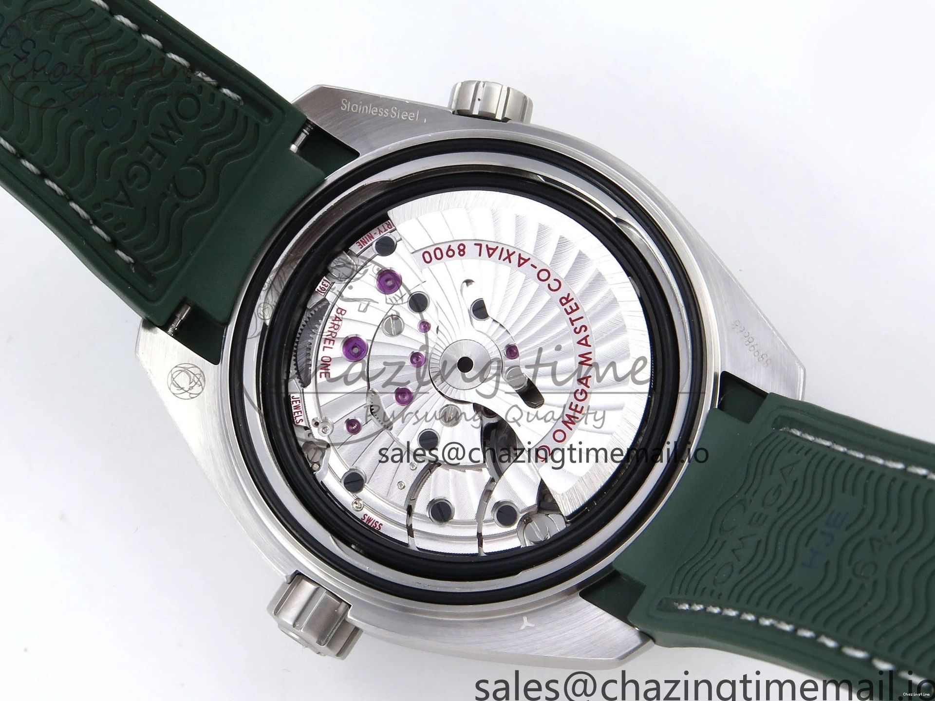 0513 Planet Ocean 43.5mm SS VSF 1:1 Best Edition Green Bezel White Dial on Green Rubber Strap A8900 Super Clone Unisex 7713